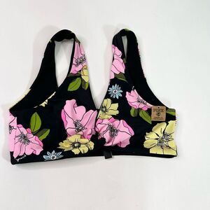 PINK Victoria's Secret Swimwear Womens Medium Black & Pink Bikini Top NWT